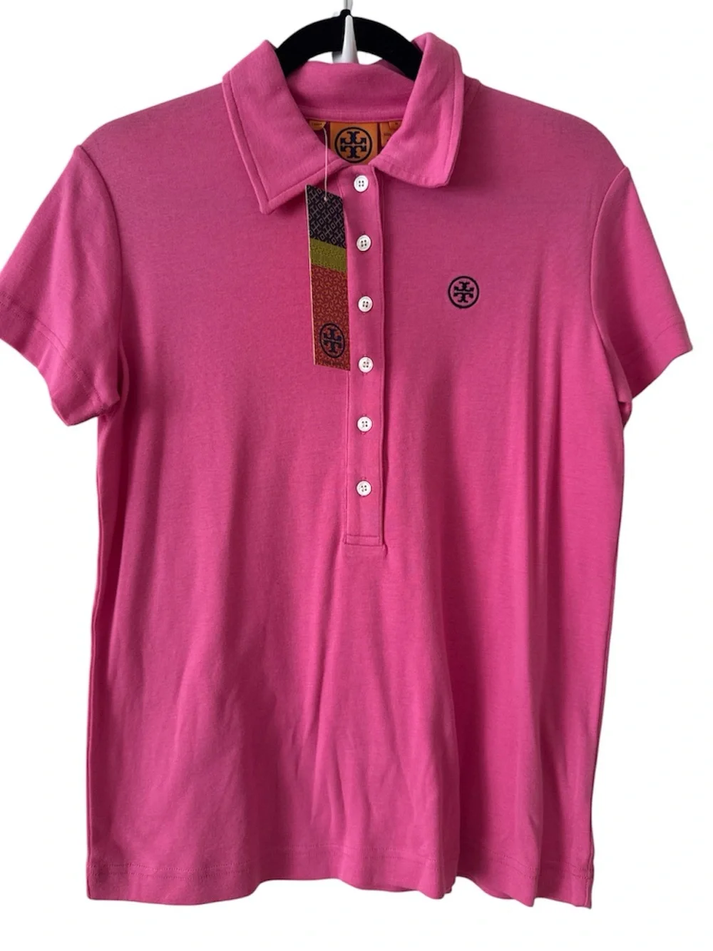⭐️NWT⭐️Tory Burch Pink Button-Up Polo with Tory Logo Patch